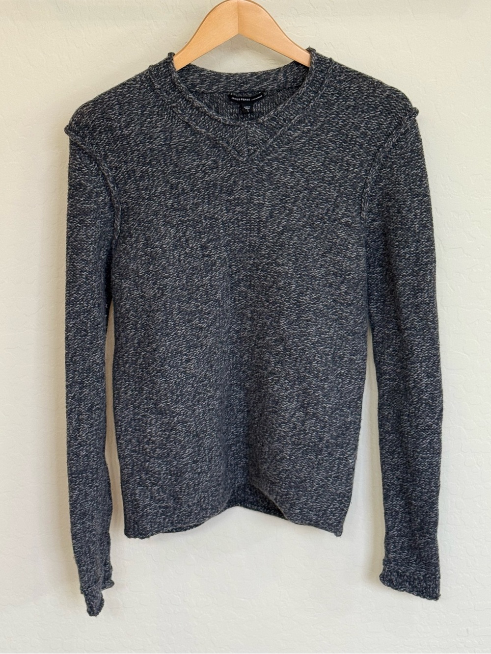 James Perse Size 1 Men’s Marled Gray Wool Cashmere Knit Crewneck Sweater EUC
